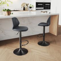 Sirhona - Lot de 2 Tabourets de Bar Chaise de Bar réglables en Hauteur avec revêtement en pu chaises 40x35x81cm Gris siège & Noire base