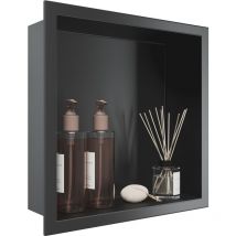 Nicchia da incasso per bagno 305 x 305 x 100 mm Design leggermente inclinato Risparmia acqua Risparmia spazio di archiviazione Nero Adatto per bagni