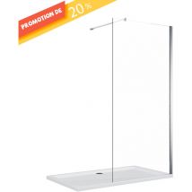 Sirhona - Paroi de Douche 120x200 cm Noir Walk-in Panneau Fixe,Verre Trempé de Sécurité Nano 8 mm,Ecran en Verre Facile à Nettoyer