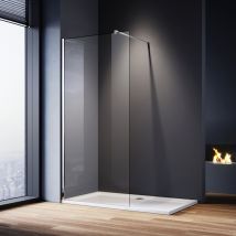 Sirhona - Paroi de Douche à l'Italienne 120 x 200 cm Verre 8mm Nano anticalcaire Transparent avec Barre de Stabilisation 100 cm