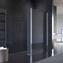 Sirhona - Paroi de douche avec volet pivotant + verre mobile 30 cm barre de fixation de 100cm découpable 8mm verre anticalcaire trempé 70 x 200 cm