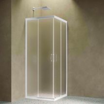 Siro - Eckduschkabine 100x70 cm 2 Schiebetüren weiß/bedruckt
