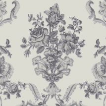 Sirpi Textured Floral Damask Wallpaper Metallic Embossed Glitter Silver Grey