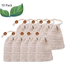 ZVD - Sisal Soap Bags 10 Natural soap sachets with foaming soap storage pocket for foaming, drying, exfoliating, massage soap