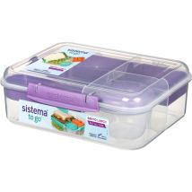 Sistema Bento Box To Go Contenitore Per Pranzo Con Vasetto Per Yogurt/frutta 1,65 L Senza Bpa Viola Opaco