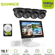 Sistema de cámara de seguridad Sannce 4CH hd dvr con cámaras 1080P Monitor lcd de 10.1 'para kits de cctv para interiores / exteriores 4 cámaras