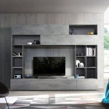 Sistema de pared gris óxido y betón 277 cm - Boran