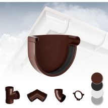 Sistema di grondaie - 130mm in plastica pvc, selezione di componenti Rainway 130: Marrone, Tappo di grondaia a destra
