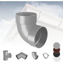 Sistema di grondaie - 90mm in plastica pvc, selezione di componenti Rainway 90: Grigio, Curva del tubo 87° doppia
