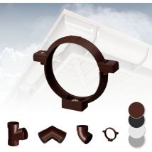 Sistema di grondaie - 90mm in plastica pvc, selezione di componenti Rainway 90: Marrone, Morsetto per tubi