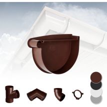 Sistema di grondaie - 90mm in plastica pvc, selezione di componenti Rainway 90: Marrone, Tappo del raccordo a sinistra