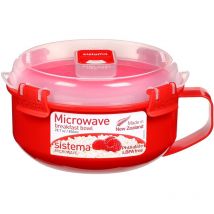Ciotola da colazione per microonde Contenitore rotondo con coperchio 850 ml Senza bpa Rosso /Trasparente 1 pezzo - Sistema