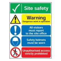 Sitesafe Site Safety Warning Dangerous Work Rigid PVC Sign - 300 x 400mm