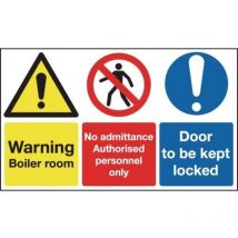 Sitesafe 100 x 300mm Warning Boiler Room No Admittance Authorised Door to Be Kep