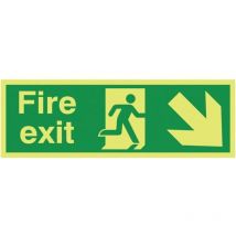 Sitesafe 150 x 450mm Fire Exit Running Man Arrow Down Right - Nite Glo Rigid