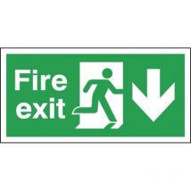 Sitesafe 300 x 600mm Fire Exit Running Man Arrow Down - Rigid