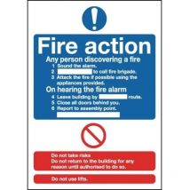 Sitesafe 300 x 250mm Fire Action Notice (Standard) - Rigid