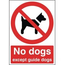 Sitesafe 210 x 148mm No Dogs Except Guide Dogs - Rigid