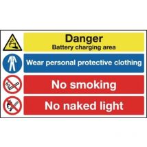 Sitesafe 300 x 500mm Danger Battery Charging Area Wear Personal Protective Cloth