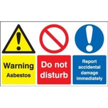 Sitesafe 300 x 500mm Warning Asbestos Do Not Disturb Report Accident Damage Imme