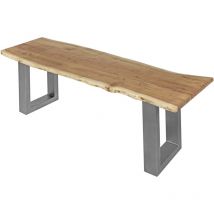 Sitzbank Baumkante 140 cm natur massiv Akazie silber