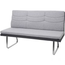 Sitzbank HHG-704, Esszimmerbank Bank, Stoff/Kunstleder Edelstahl gebürstet grau Bank 160cm