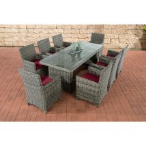 Polyrattan Sitzgruppe Fontana xl grau-meliert rubinrot