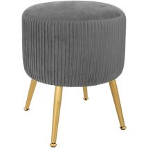 Velvet Hocker Plaisse Solaro Grau Atmosphera