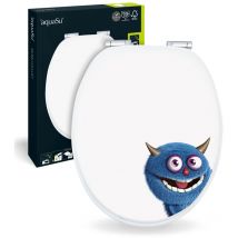 'aquasu Wc-sitz Mit Absenkautomatik, Lustiges Dekor Monster Ecky, Toilettensitz Mit Holzkern & Fast Fix Schnellbefestigung, Universale O Form, 