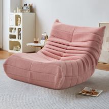 Sitzsack, Plüschsamt, hochdichter Schaumstoff, Sitzsacksofa, Wohnzimmersessel - Rosa