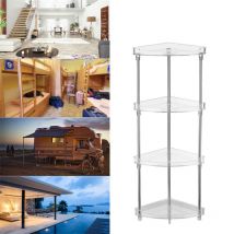 Sjlerst - 4-Tier Corner Storage Organizing Caddy, Stand for Bathroom Vanity Countertops Free Standing 2 Shelves Clear (en anglais)