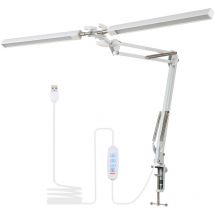 Sjlerst - d C5V 2A 24W 120LEDs Lampe de table télescopique à double tête, usb, 3 réglages de température de couleur, 10 niveaux de luminosité