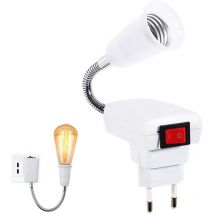 SJLERST Enchufe E27 con interruptor inalámbrico, bombilla LED ajustable de 360 grados, luz de puerta para oficina, dormitorio, cocina, lámpara de