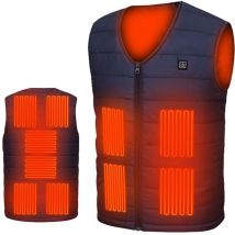 Gilet Chauffant Homme Femme, Veste Chauffante Électrique usb avec 10 Zones de Chauffé, L'Hiver Vêtement pour Ski, Chasse, Motos (Sans Bbatterie)