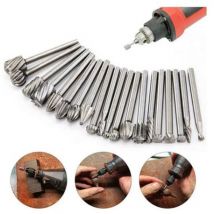 Sjlerst - Juego de 20 fresas rotativas hss de carburo de tungsteno, brocas Dremel de vástago de 1/8 pulgadas (3 mm) para carpintería, corte,