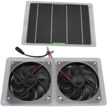 Kit ventola pannello solare 100W 12V Set pannello solare doppia ventola di scarico impermeabile per serra domestica - Sjlerst