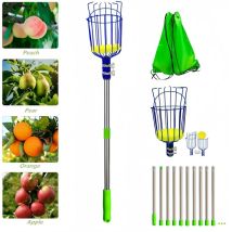 Outil de cueillette de fruits, cueilleur de fruits de 13.8 pieds avec poteau télescopique et panier en aluminium léger, attrape-fruits facile à