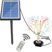 Sjlerst - Pompe à eau solaire avec lumière colorée et télécommande, 17pcs Double-layer Clear Nozzle Kit 7W Solar Fountain Pump, Built-in 3000mAh