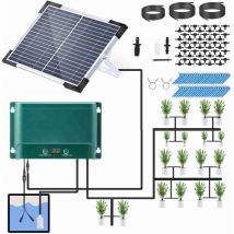 Sjlerst solar drip irrigation system kit, automatic watering system with 30 operating modes and 7 timer modes