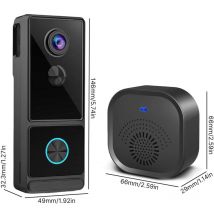 Sjlerst - Visual Doorbell Camera, 2.4G WiFi 2K 3 Megapixel Night Vision with Ringtone pir Body Detection, 2 Way Audio Cloud Storage app Control, IP54