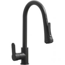 Sjqka - Kitchen Faucet with Spray 360° Rotatable Sink Mixer with 4 Spray Modes Stainless Steel Kitchen Mixer Tap (Black)