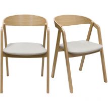 Miliboo - Skandinavische Stühle Aus Hellem Eichenholz Und Beigem Stoff (2er-set) Lova
