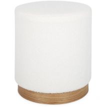 Skandinavischer Hocker mit weißem Bouclé-Bezug - Sweeek