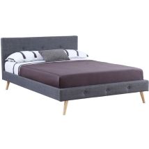 Skandinavisches Doppelbett oslo mit Kopfteil und Lattenrost 160 x 200 cm Stoff anthrazitgrau