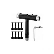 Skateboard T-Tool, Portable Multifonction T-Tool Clé, avec 8 Clous De Pont De Skateboard et clé Allen de Type l, pour Skateboard, Outils,