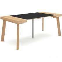 Skraut Home - Ausziehbarertisch, Multifunktionaler ausziehbarer, 180, Für 8 Gäste, Hölzerne Beine, Moderner Stil, Eiche Schwarz