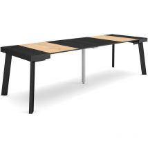 Skraut Home - Ausziehbarertisch, Multifunktionaler ausziehbarer, 260, Für 12 Gäste, Hölzerne Beine, Moderner Stil, Schwarz Eiche