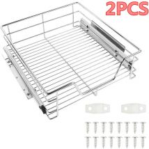 2 Cajones telescópicos para cocina y dormitorio, 46 cm, Ahorra Espacio, Confort Cesto extraíble de rejilla metálica para mueble de cocina - Skecten