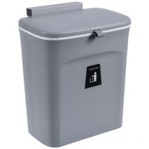 Skecten - Bote Basura plástico montado Pared,Contenedor de compostaje para cocina,Cubo de Basura Cocina, baño - Gris
