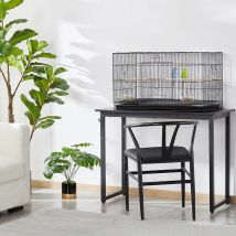 Cage à Oiseaux Volière Perruche Canaris avec Mangeoire 5.5 x 45 x 45 cm Noir